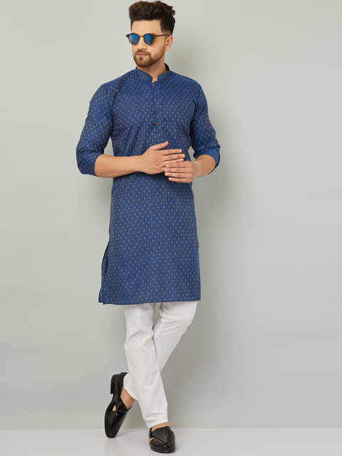 

Armaan Ethnic Men Blue Printed Kurta with Churidar