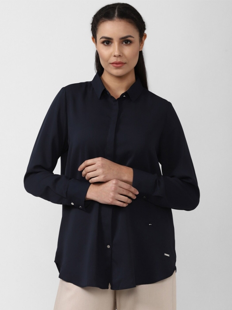 

Van Heusen Woman Women Navy Blue Casual Collar Shirt