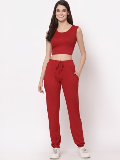 

ASEELO Women Red Solid Tracksuits