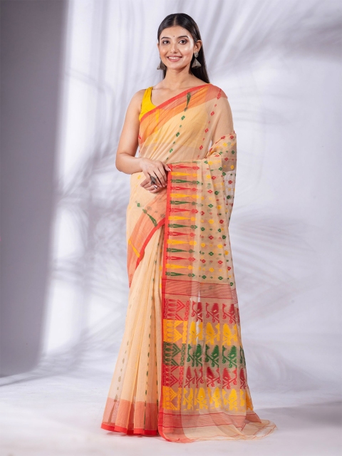 

Charukriti Off White & Green Woven Design Jamdani Saree