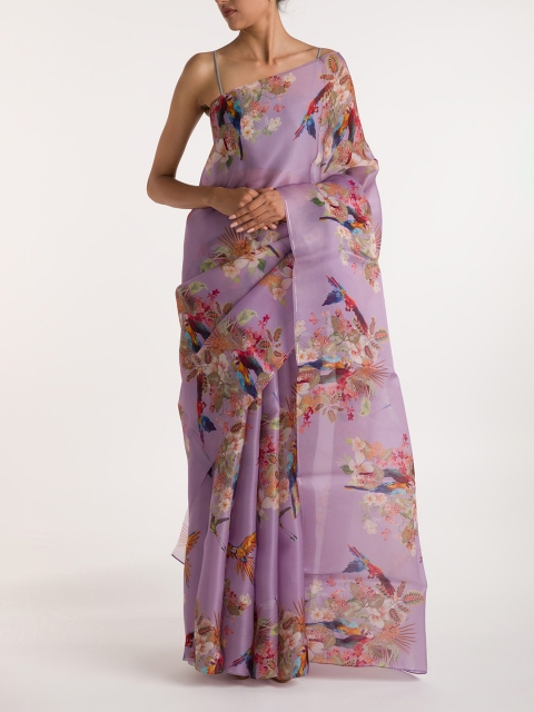 

Nalli Next Lavender & Pink Floral Zari Organza Saree