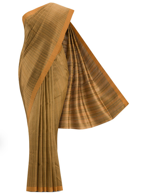 

Nalli Next Brown Striped Pure Silk Tussar Saree