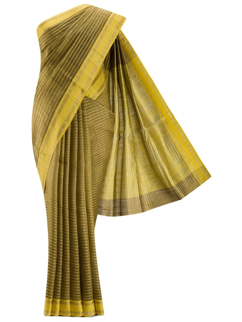 

Nalli Next Brown Striped Zari Pure Silk Tussar Saree