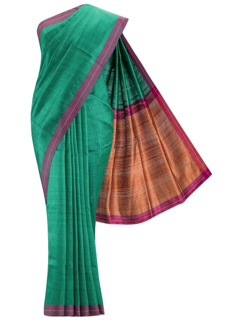 

Nalli Next Green & Red Pure Silk Tussar Saree