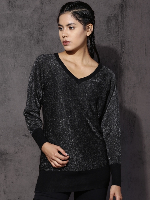 

RDSTR Women Black Solid Shimmery Pullover