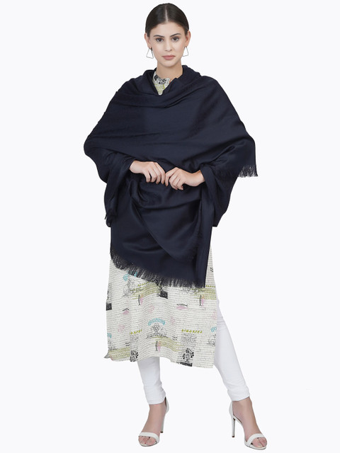 

La Vastraa Women Black Solid Pure Wool Shawl