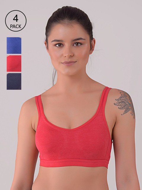 

Apraa & Parma Pack Of 4 Non-Wired Non Padded Sports Bra, Navy blue
