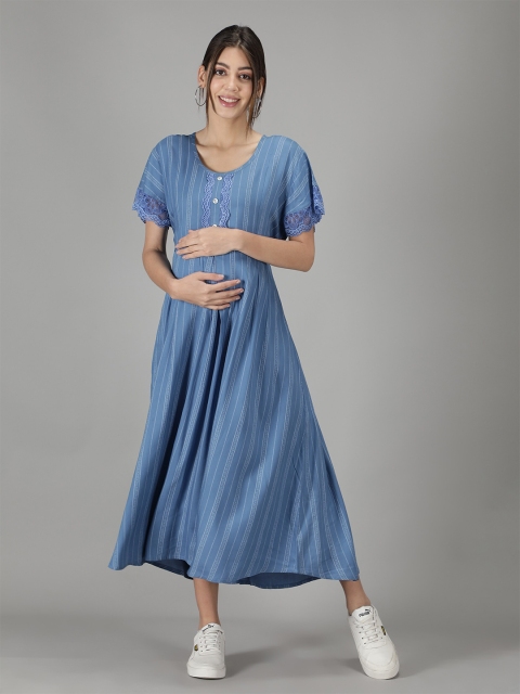 

NIGHTSPREE Women Blue Maternity Maxi Midi Dress