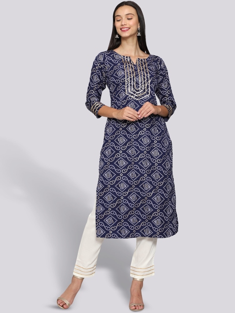 

Anuthi Women Blue Ethnic Motifs Printed Kurta