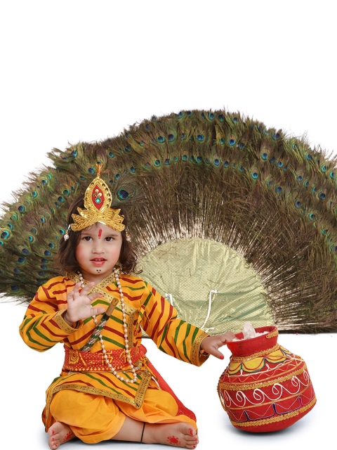 

RAJ FANCY DRESSES Unisex Kids Yellow & Red Printed Dhoti Pants