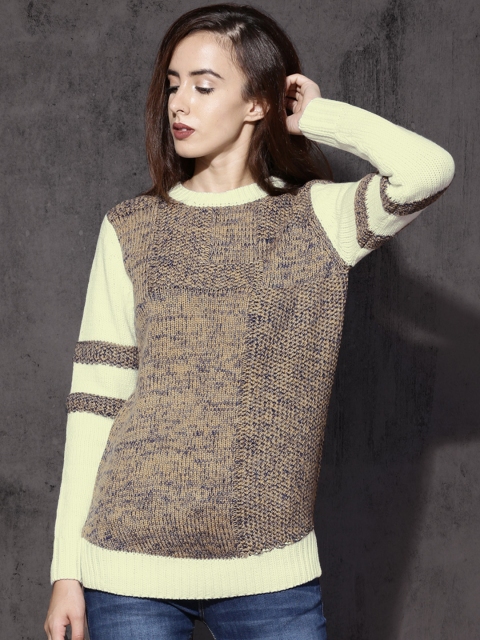 

RDSTR Women Beige & Cream-Coloured Solid Pullover