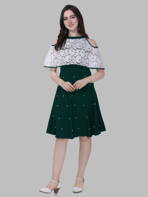 

SHEETAL Associates Green Crepe A-Line Dress