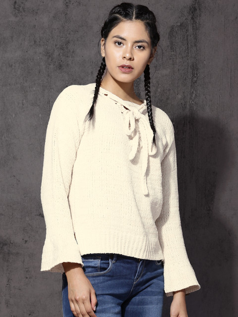 

RDSTR Women Off-White Self Design Pullover