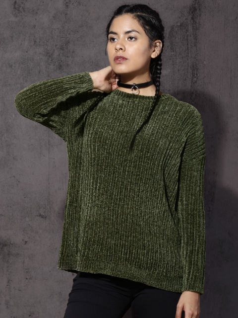 

RDSTR Women Green Self-Design Sweater