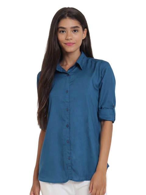 

Anaghakart Women Blue Solid Original Formal Shirt