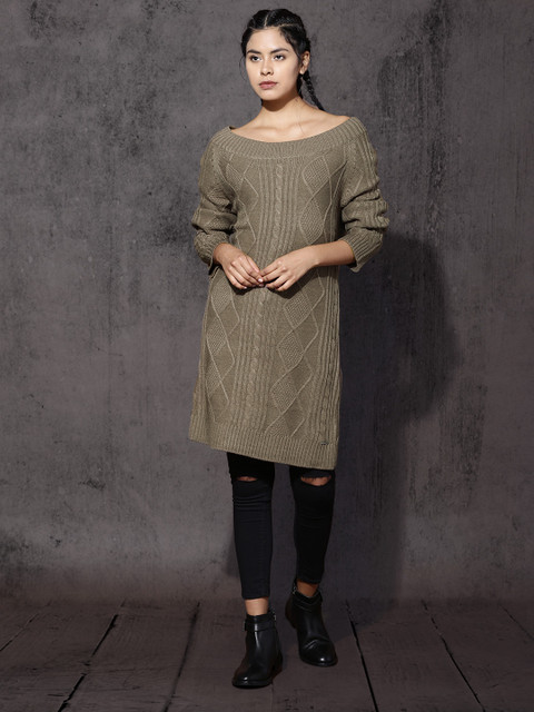 

RDSTR Women Brown Self-Design Pullover