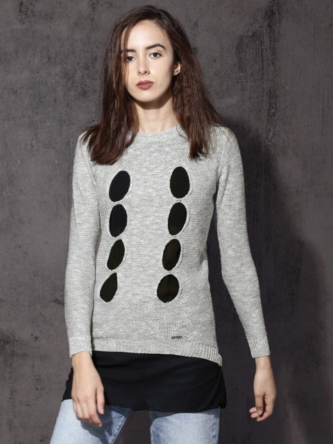 

RDSTR Women Grey Melange Layered Pullover