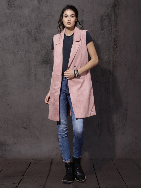 

Roadster Women Mauve Solid Jacket