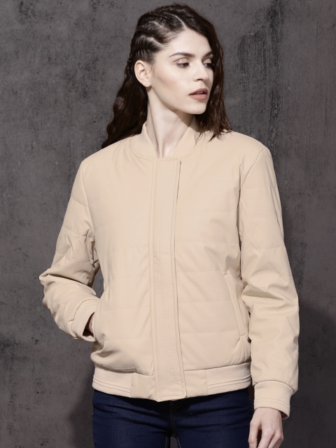 

Roadster Women Cream-Coloured Solid Puffer Jacket