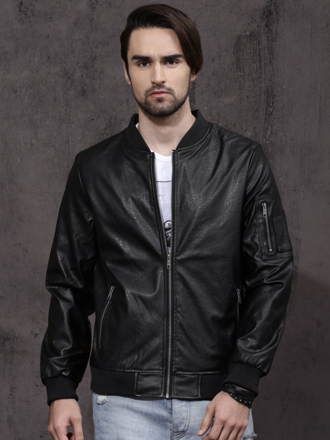 

RDSTR Men Black Solid Bomber