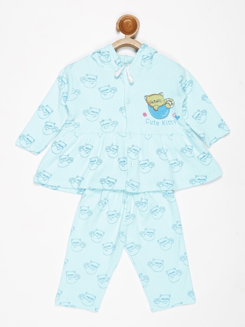 

V2 Value & Variety Girls Blue & White Printed Top with Pyjamas