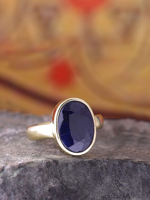 

Voylla Gold-Plated Blue Sapphire 7.25 Ratti Ring