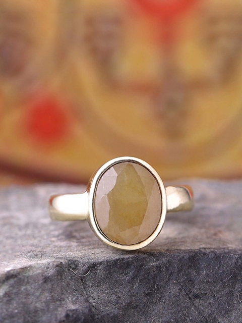 

Voylla Gold-Plated Yellow Unisex Sapphire-Studded Ring