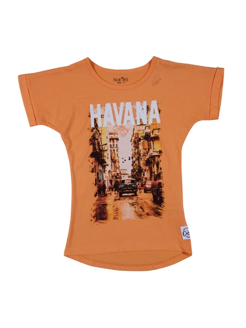 

Palm Tree Girls Orange Printed Top