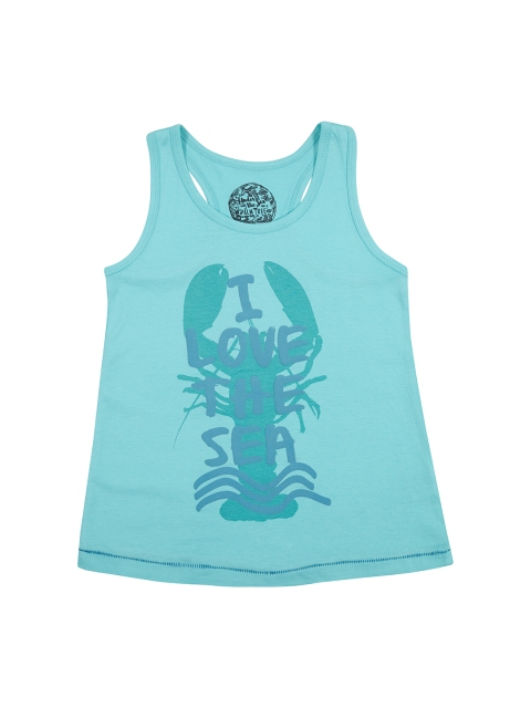 

Palm Tree Girls Blue Printed A-Line Top