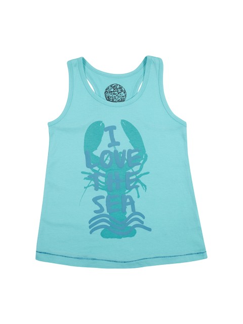 

Palm Tree Girls Blue Printed A-Line Top
