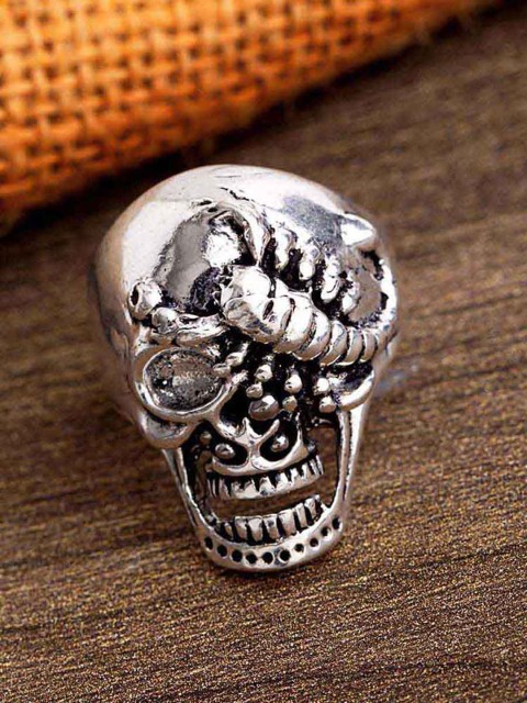 

Voylla Silver-Plated Skull Motif Finger Ring