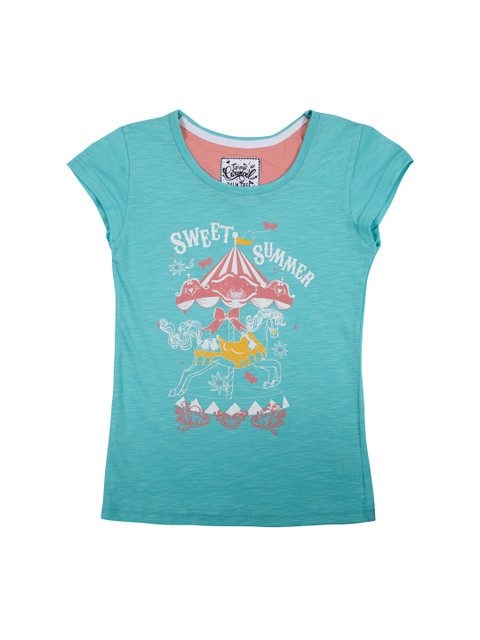 

Palm Tree Girls Blue Printed Top