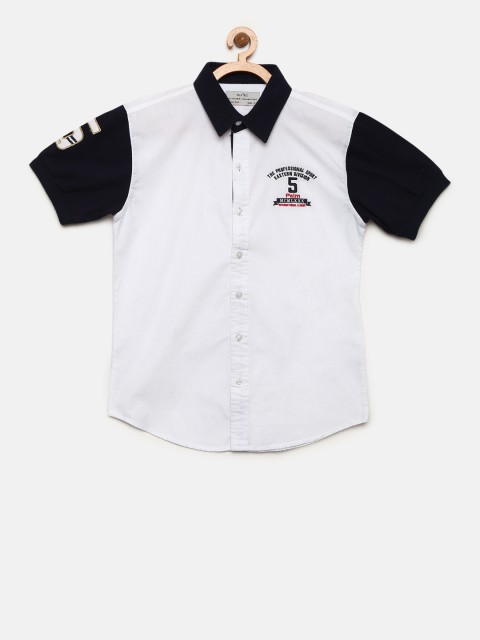 

Palm Tree Boys White Regular Fit Solid Casual Shirt