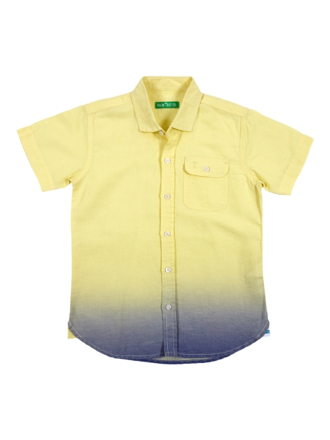

Palm Tree Boys Yellow & Blue Standard Fit Faded Casual Shirt