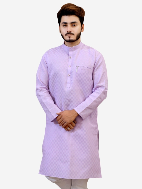 

Tibra Collection Men Lavender Dobby Kurta