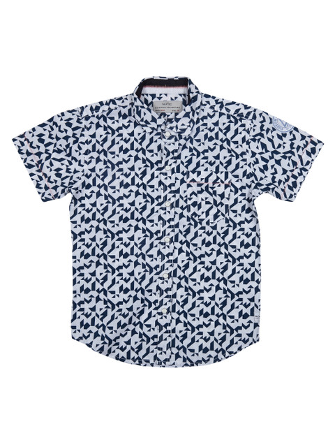 

Palm Tree Boys Grey & Navy Standard Regular Fit Printed Casual Shirt