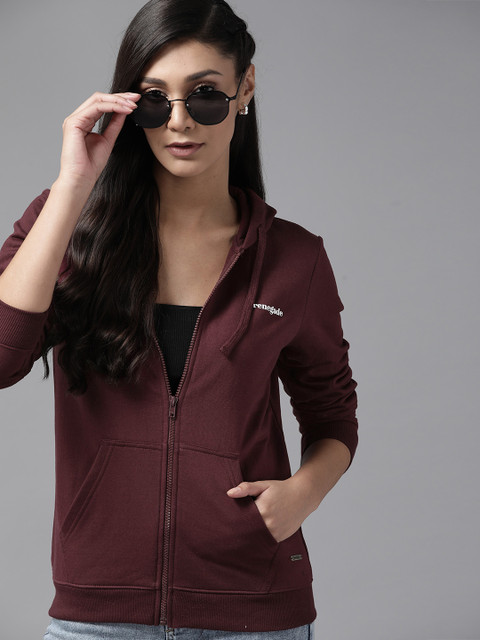 

Roadster Women Maroon Hooded Sweatshirt