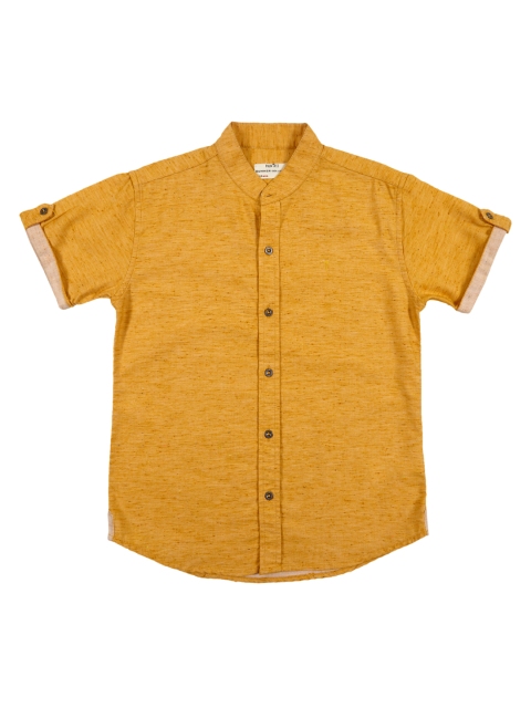 

Palm Tree Boys Yellow Standard Regular Fit Solid Casual Shirt