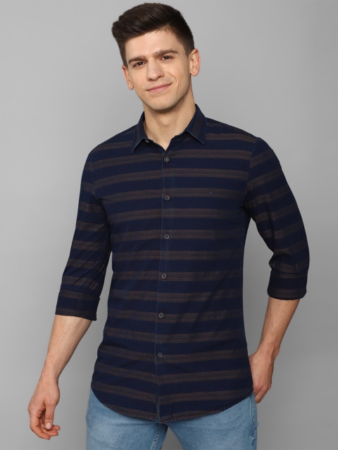 

Allen Solly Men's Navy Blue Slim Fit Horizontal Striped Casual Shirt