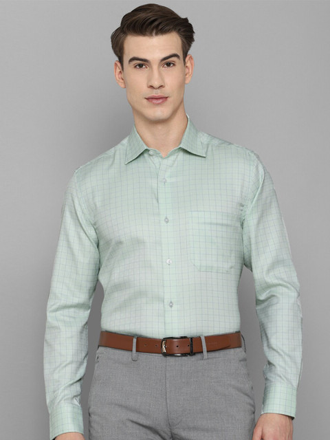 

Louis Philippe Men Green Grid Tattersall Checks Checked Formal Shirt