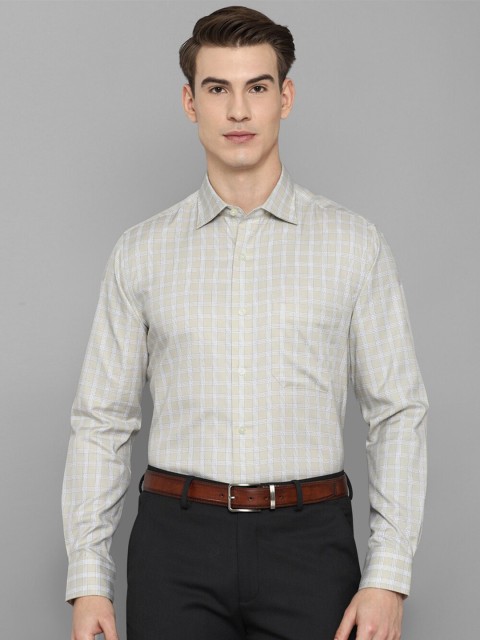 

Louis Philippe Men Cotton Cream-Coloured Checked Formal Shirt