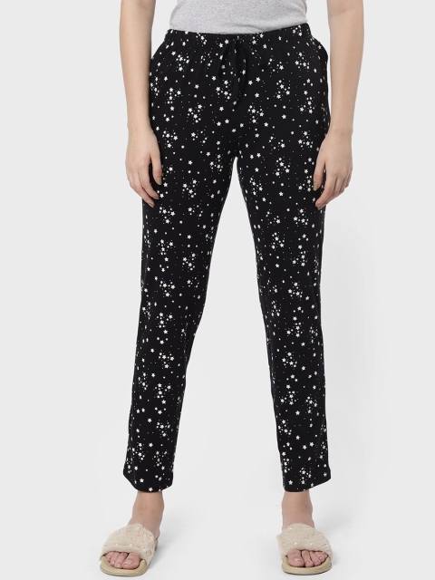 

R&B Women Black & White Printed Cotton Lounge Pants