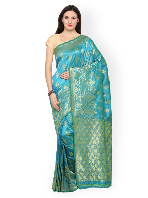 

Saree mall Blue Pure Silk Woven Design Banarasi Saree