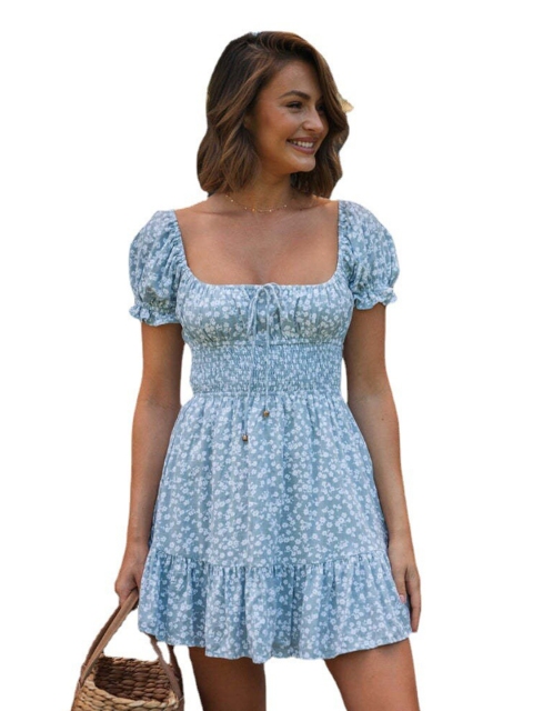 

La Aimee Women Blue Printed Dress