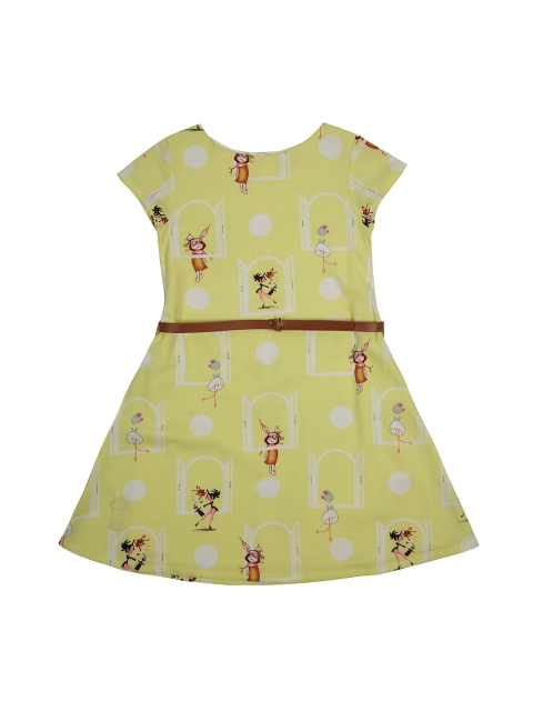 

Palm Tree Girls Yellow Printed A-Line Dress