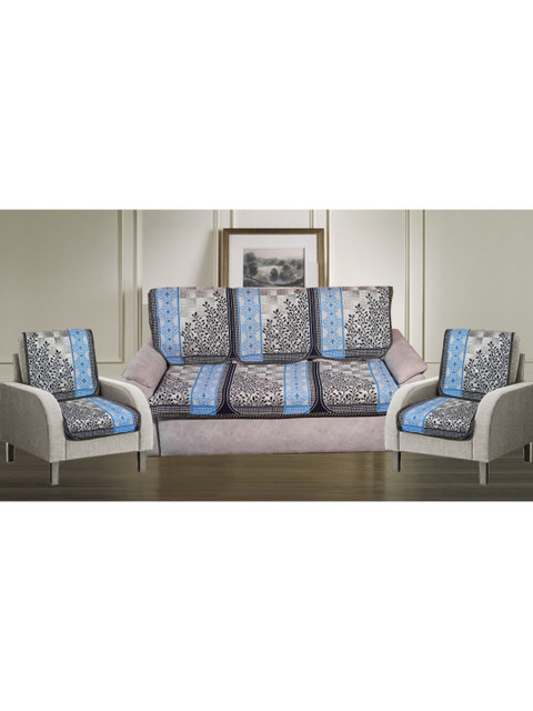 

GRIIHAM Blue & Black Set Of 10 Printed 5 Seater Sofa Covers
