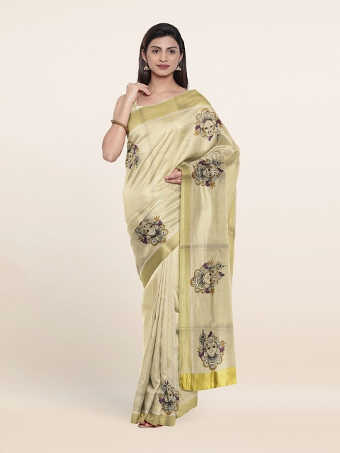 

Pothys Gold-Toned Ethnic Motifs Zari Pure Cotton Saree