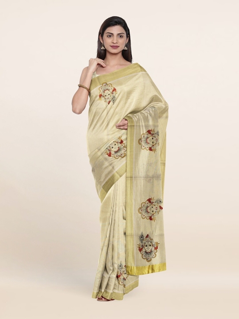 

Pothys Gold-Toned & Red Ethnic Motifs Zari Pure Cotton Saree