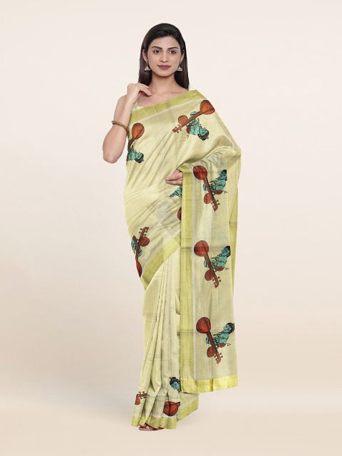 

Pothys Gold-Toned & Red Ethnic Motifs Zari Pure Cotton Saree