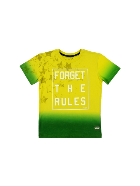 

Palm Tree Boys Green & Yellow Printed Round Neck T-shirt